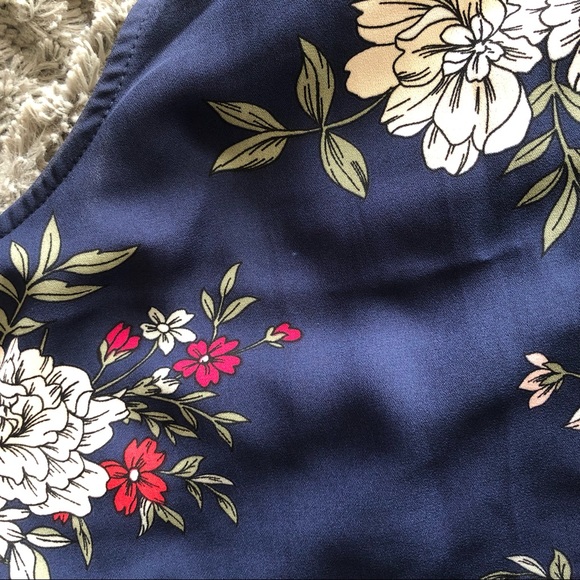 Francescas Collections Miami Navy Floral Choker Neck Cutout Dress Size M - Picture 6 of 11